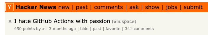 HN comment: I hate GitHub Actions