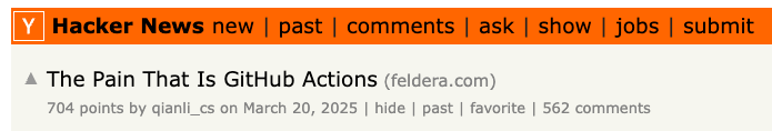 HN comment: the pain of GitHub Actions